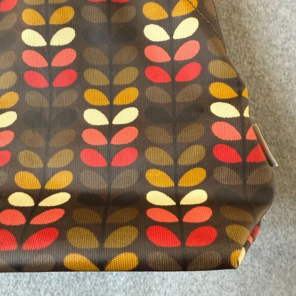 ORLA KIELY Multicolored Brown Pink Stem Print Laminate Canvas Handbag Tote Purse - Picture 15 of 16